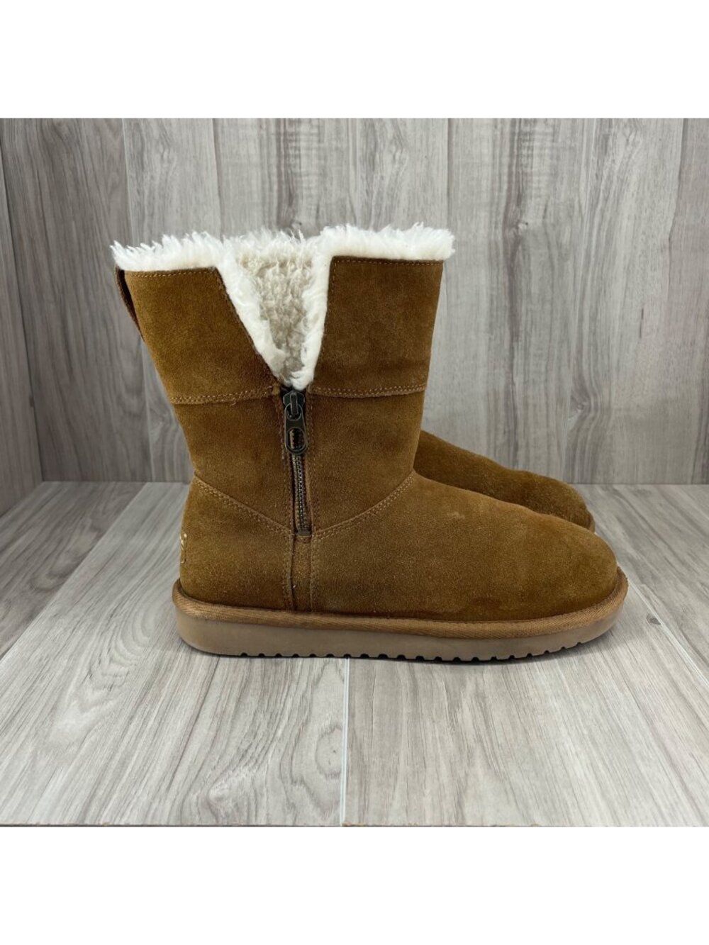 Koolaburra by Ugg Winter Boots Womens 8 Brown Suede Zip Lined Shoes